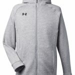 Branded Under Armour Men’s Hustle Full-Zip Hooded Sweatshirt True Grey Heather/Black