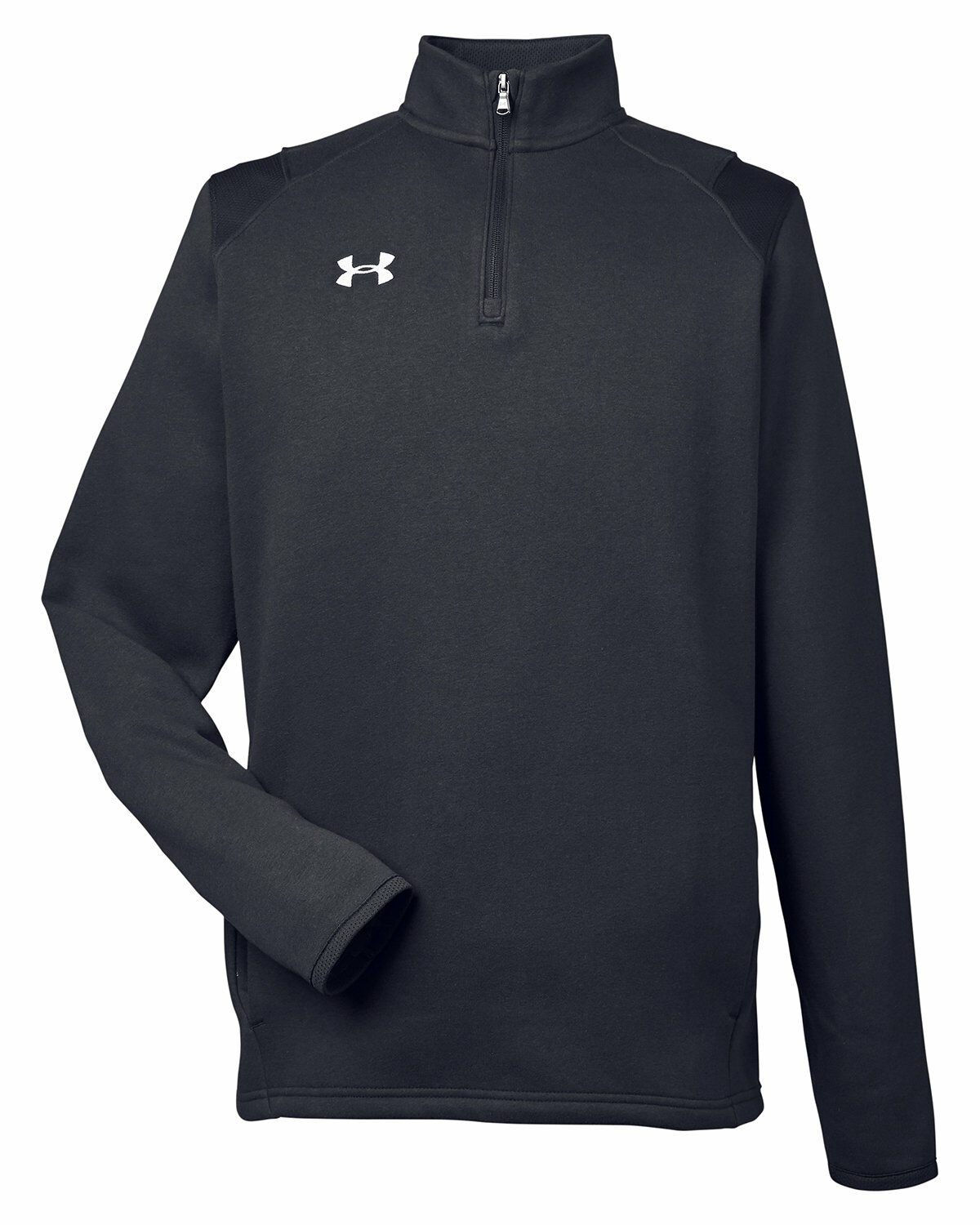 Branded Under Armour Men’s Hustle Quarter-Zip Pullover Sweatshirt Black/White