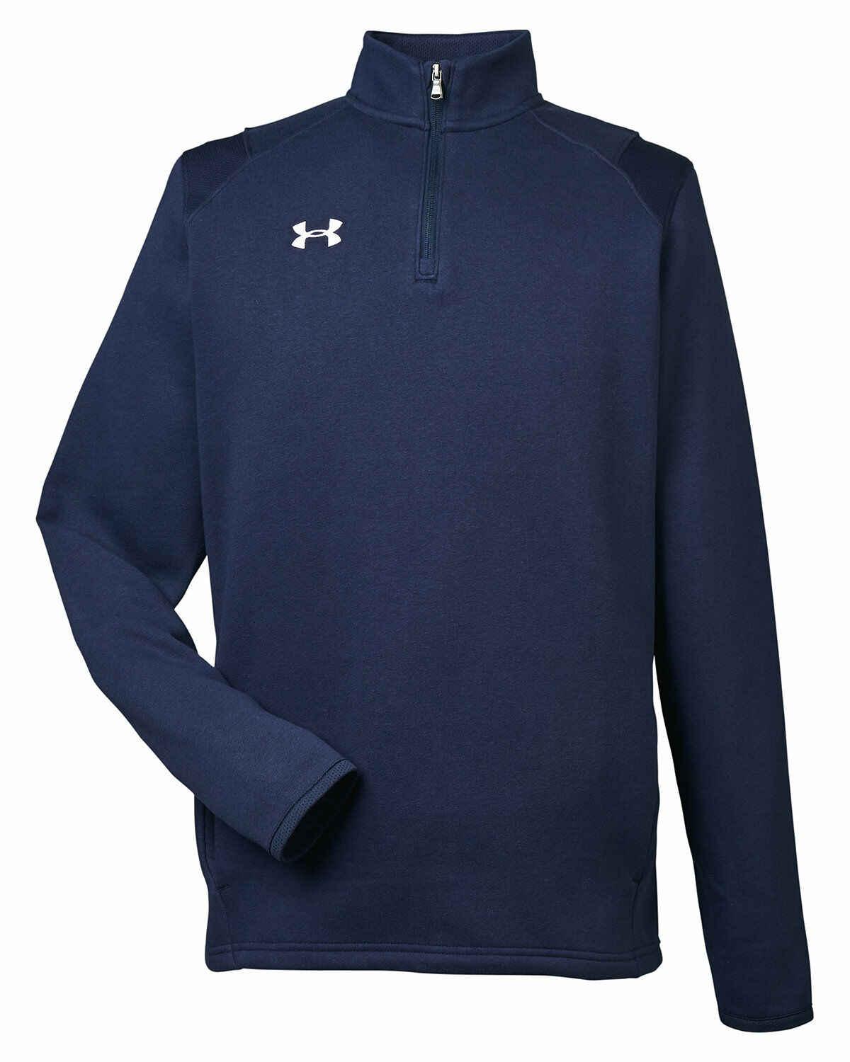 Branded Under Armour Men’s Hustle Quarter-Zip Pullover Sweatshirt Midnight Navy/White