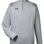 Branded Under Armour Men’s Hustle Quarter-Zip Pullover Sweatshirt True Grey Heather/Black