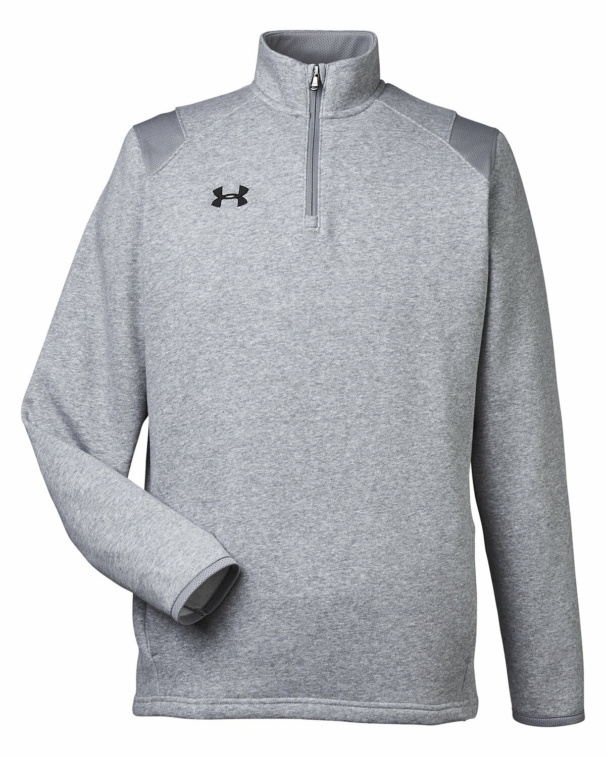 Branded Under Armour Men’s Hustle Quarter-Zip Pullover Sweatshirt True Grey Heather/Black