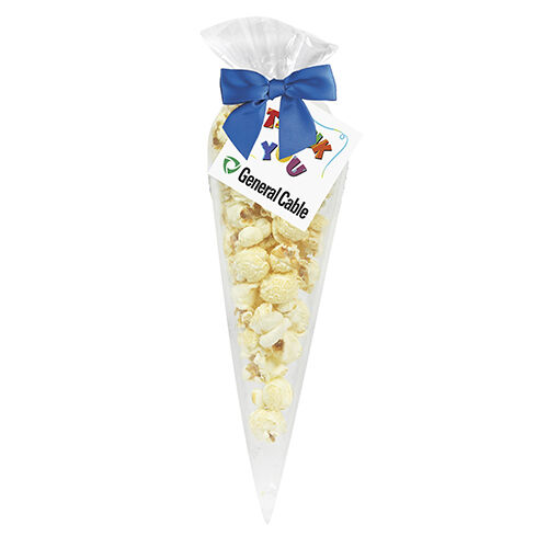 Branded Gourmet Popcorn Cone Bags (small) White Cheddar Popcorn