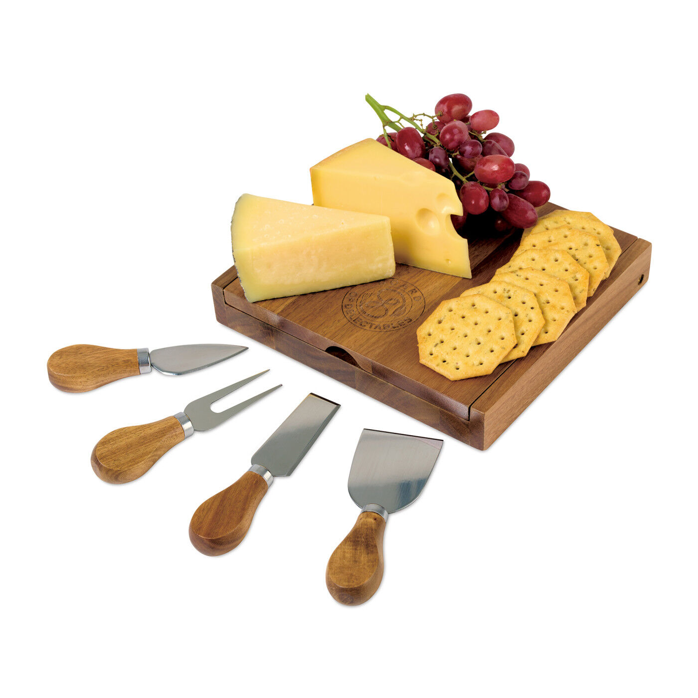 Branded La Cuisine Cheese Board with Serving Set Wood