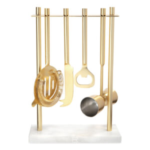 Branded Be Home® Luxe Hanging Bar Tool Set Marble/Matte Gold