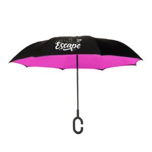 Branded ShedRain® UnbelievaBrella™ (Solids) Black/Hot-Pink