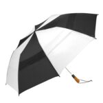 Branded ShedRain® Windjammer® Vented Auto Open Jumbo Compact (Wood Grip) Black/White