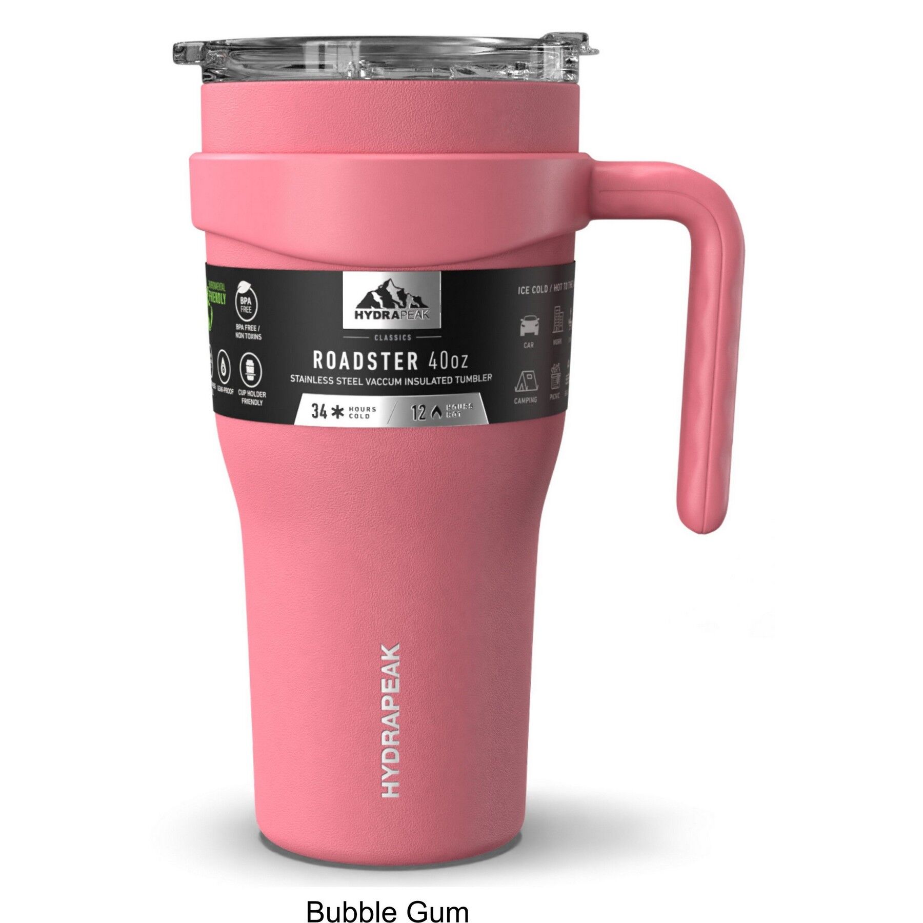 Custom Branded 40 oz Hydrapeak Roadster Tumbler - Bubblegum