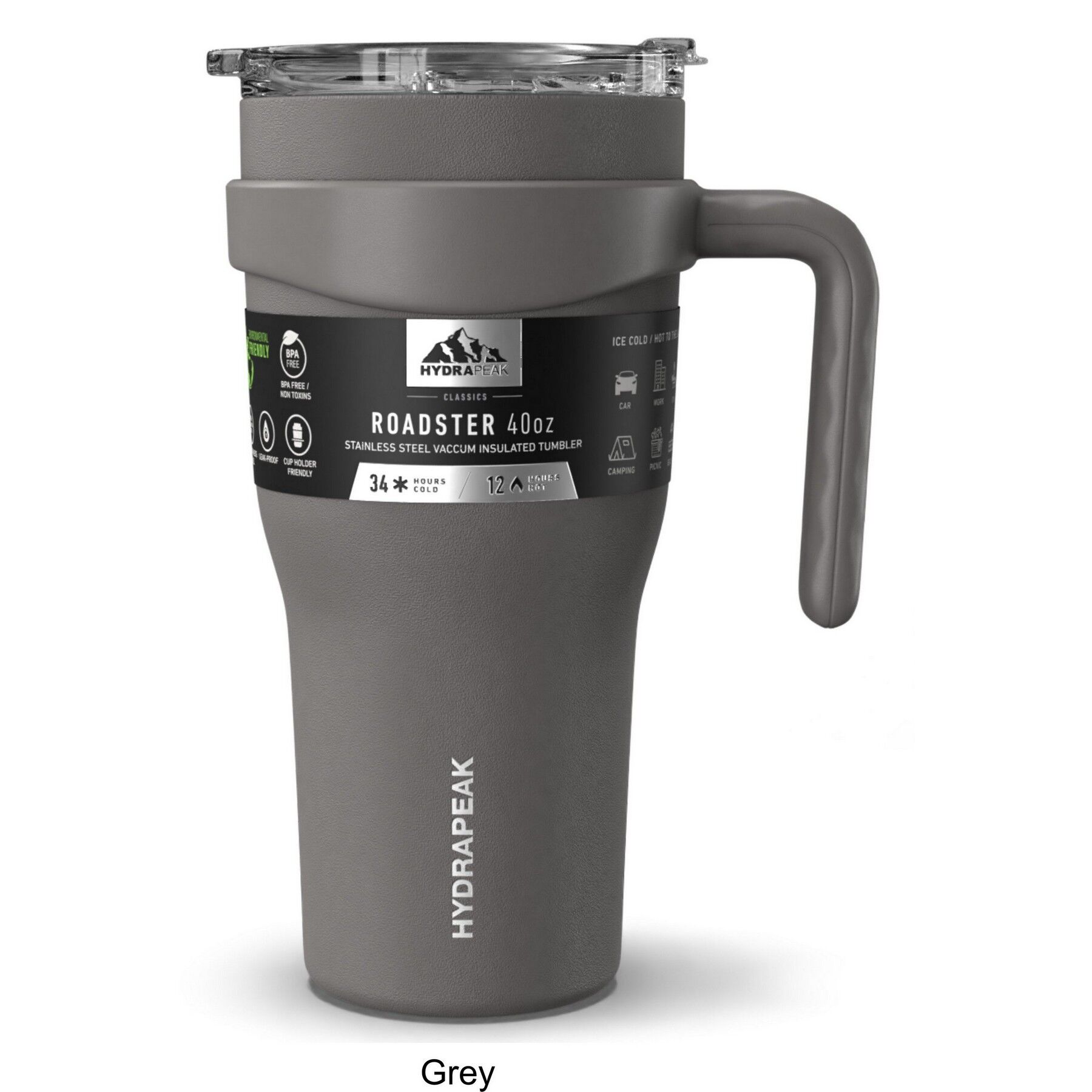 Custom Branded 40 oz Hydrapeak Roadster Tumbler - Gray