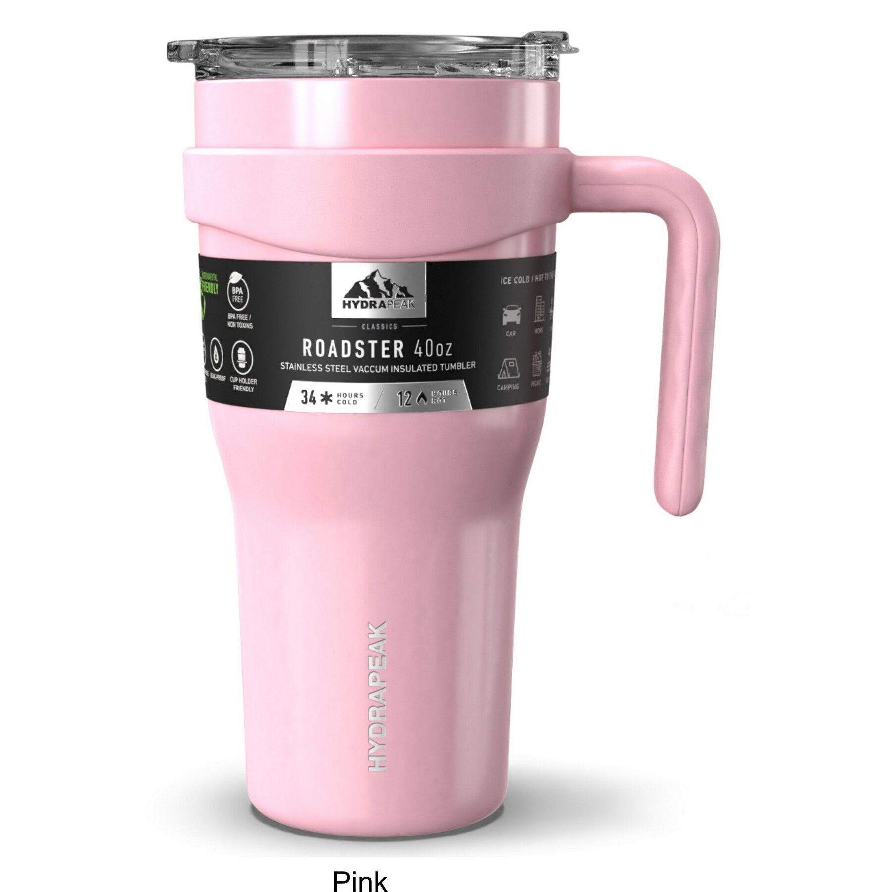 Custom Branded 40 oz Hydrapeak Roadster Tumbler - Pink