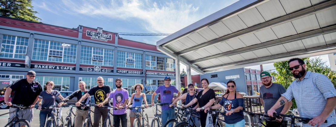 Image of the kickoff of the Fort George employee bike program