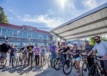 Image of the kickoff of the Fort George employee bike program