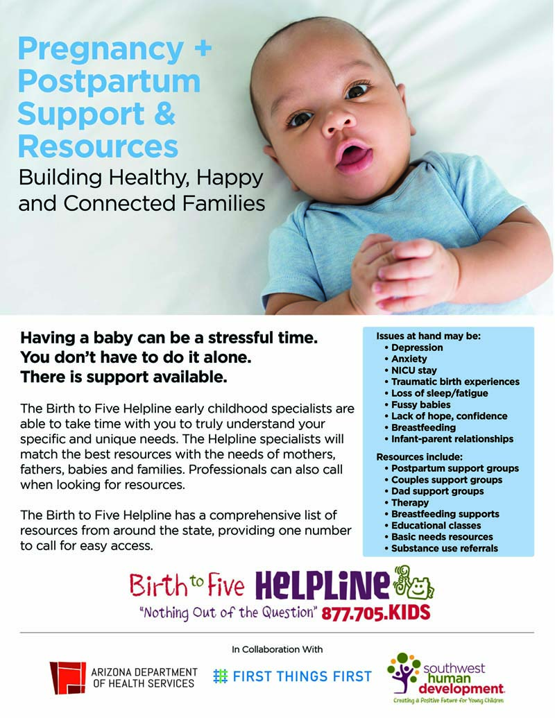 baby on flier with free parenting resources