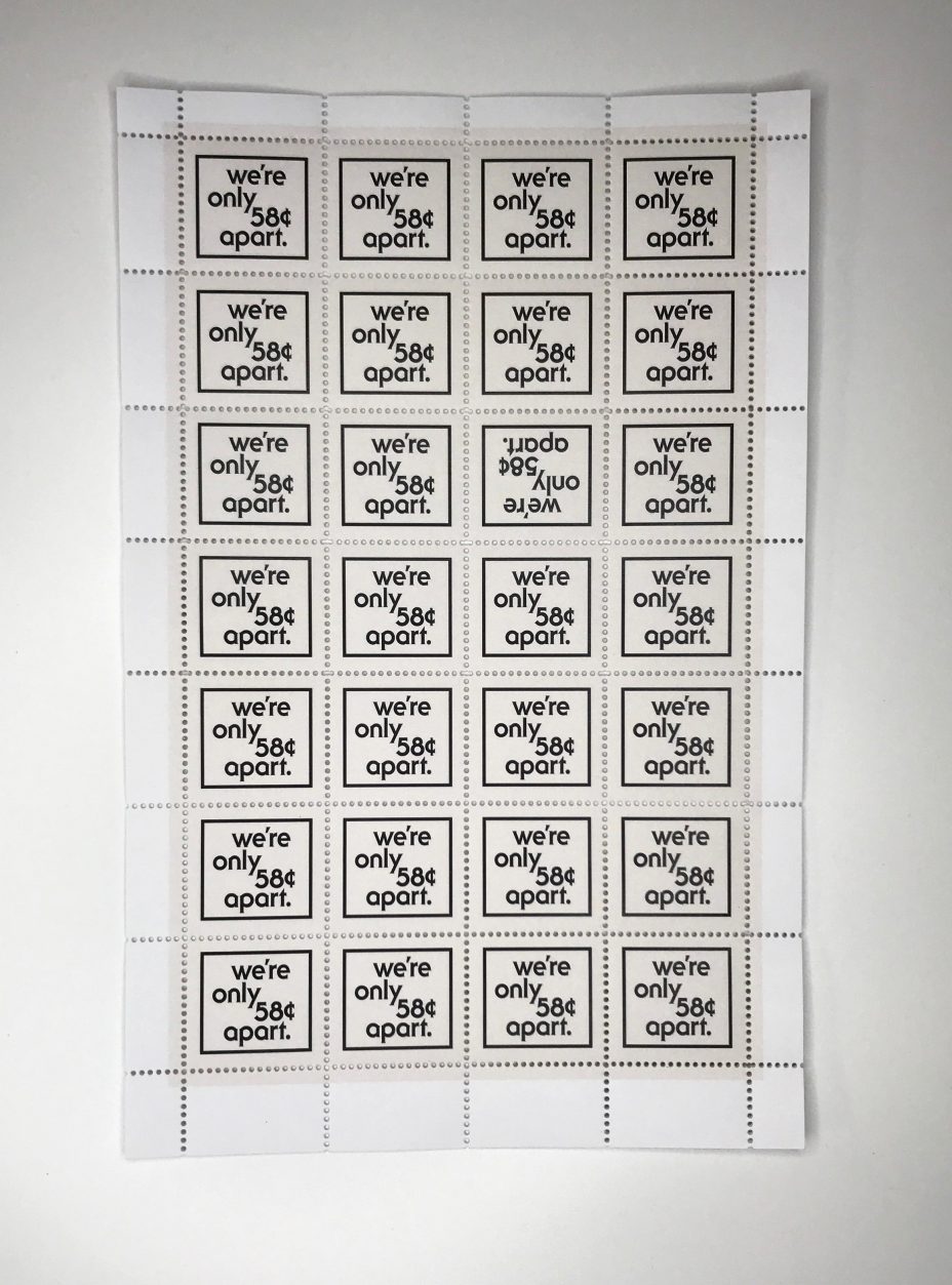 we're only 55¢ apart stamps