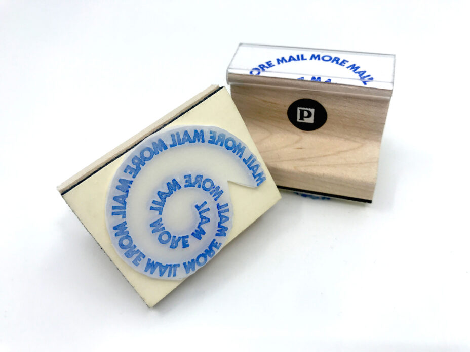 mail more mail spiral rubber stamp large