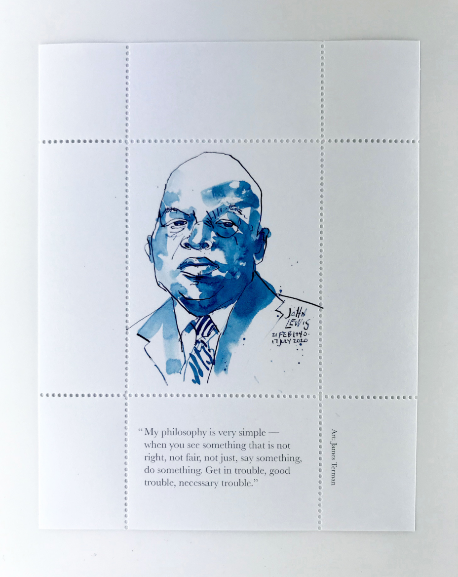 john lewis good trouble commemorative stamps by james terman